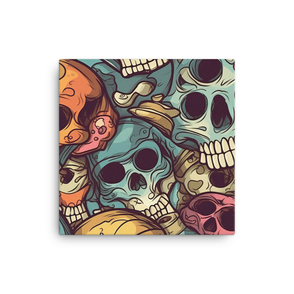 Color cartoon skull Pattern canvas - Posterfy.AI