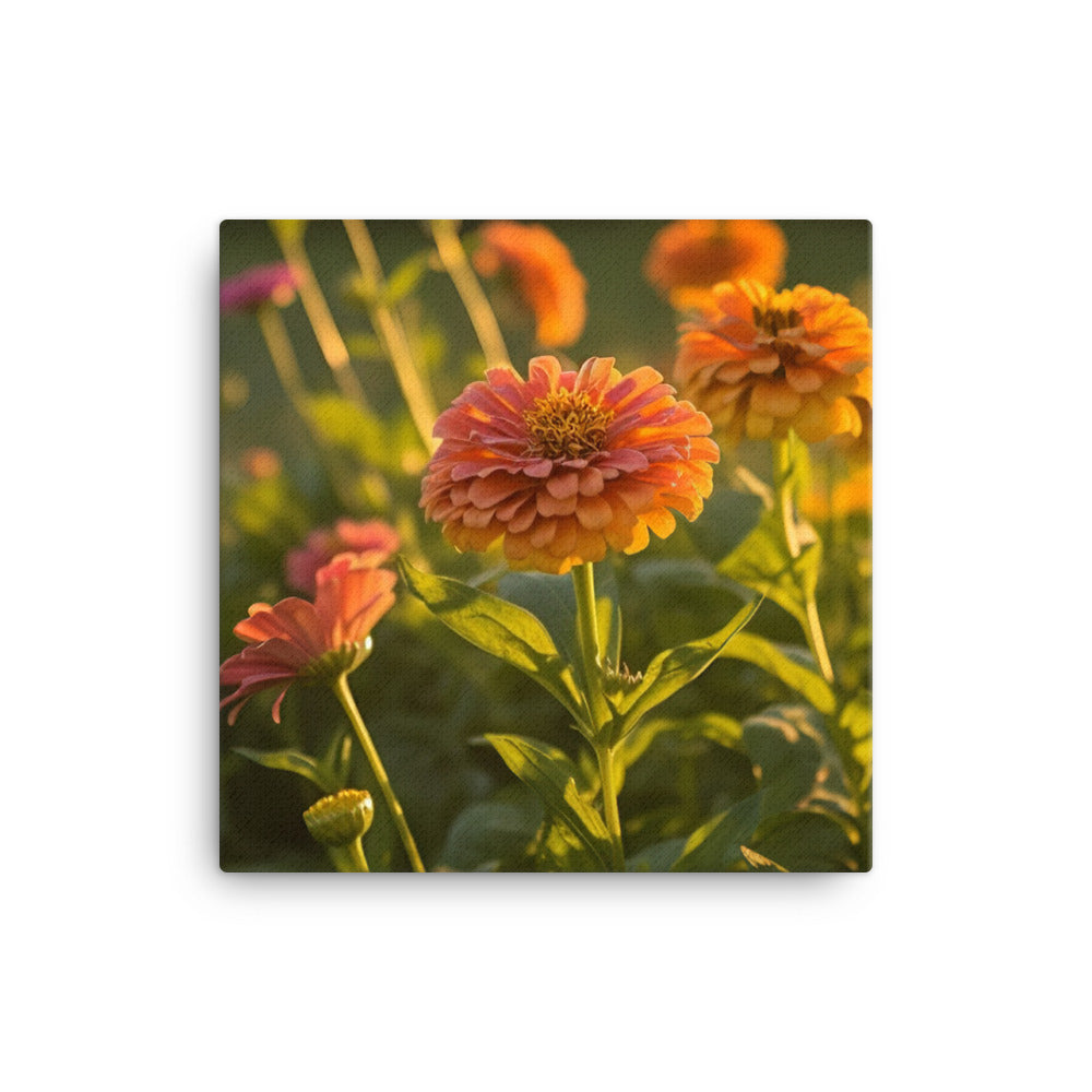 Zinnias in the Golden Hour canvas - Posterfy.AI