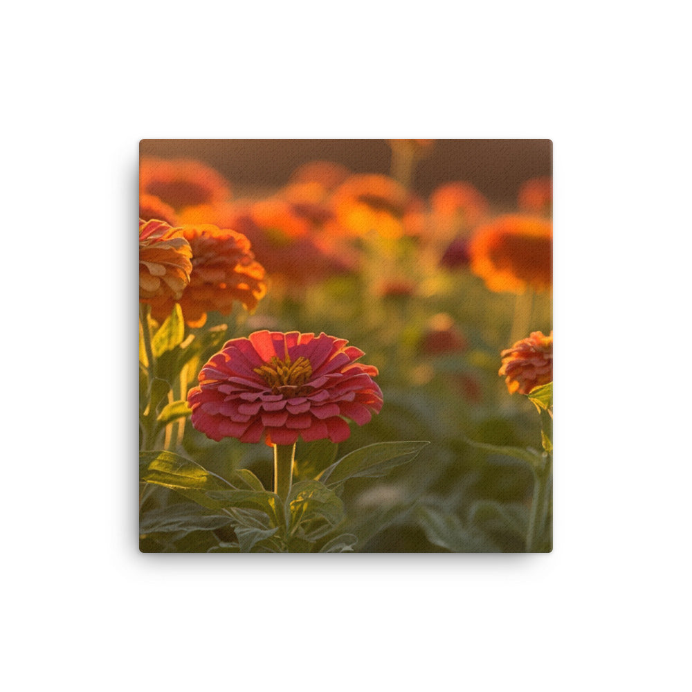 Zinnias in the Golden Hour canvas - Posterfy.AI