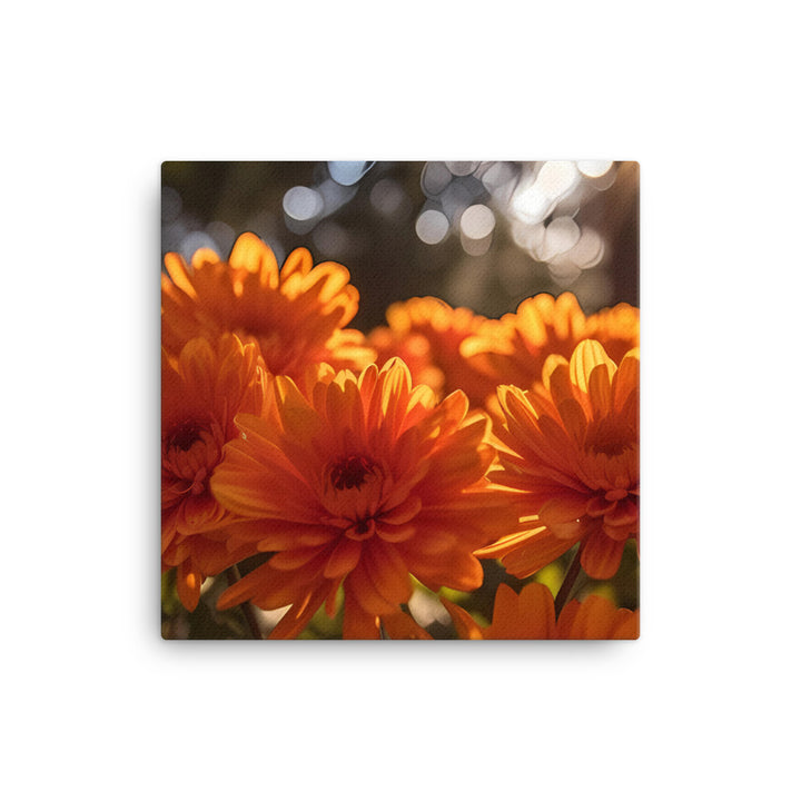 Chrysanthemums in the Fall Foliage canvas - Posterfy.AI