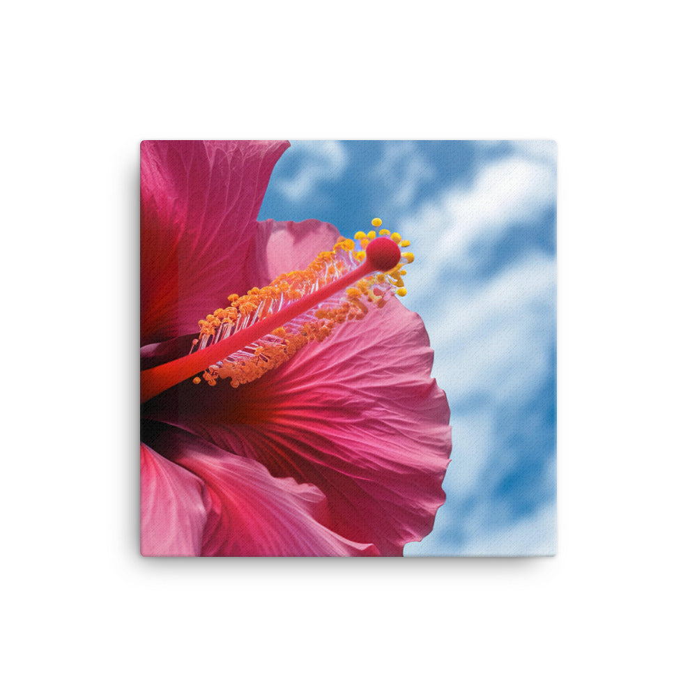 Hibiscus Flower Against a Blue Sky canvas - Posterfy.AI