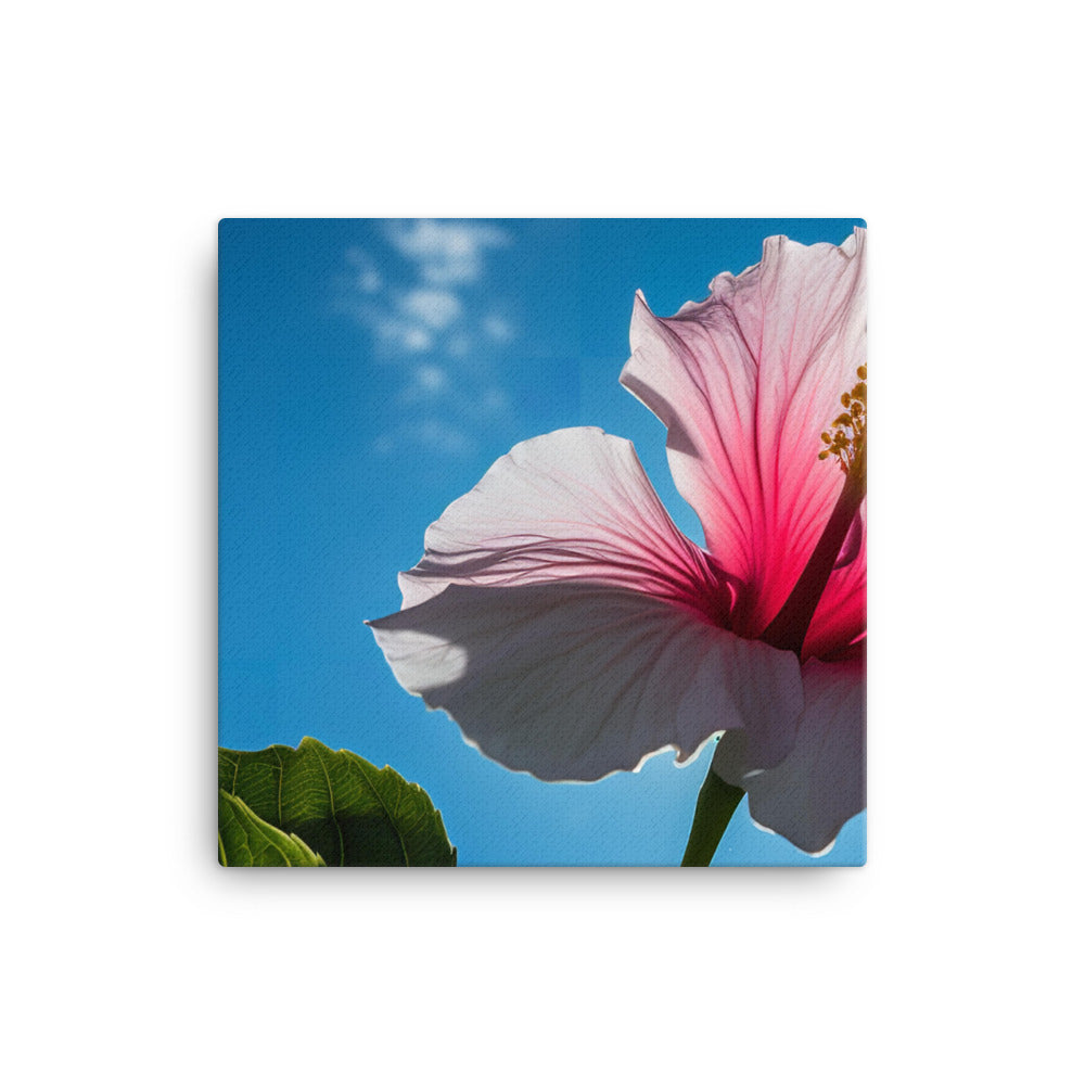Hibiscus Flower Against a Blue Sky canvas - Posterfy.AI