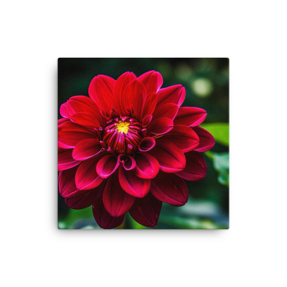 Crimson Dahlia in the Garden canvas - Posterfy.AI