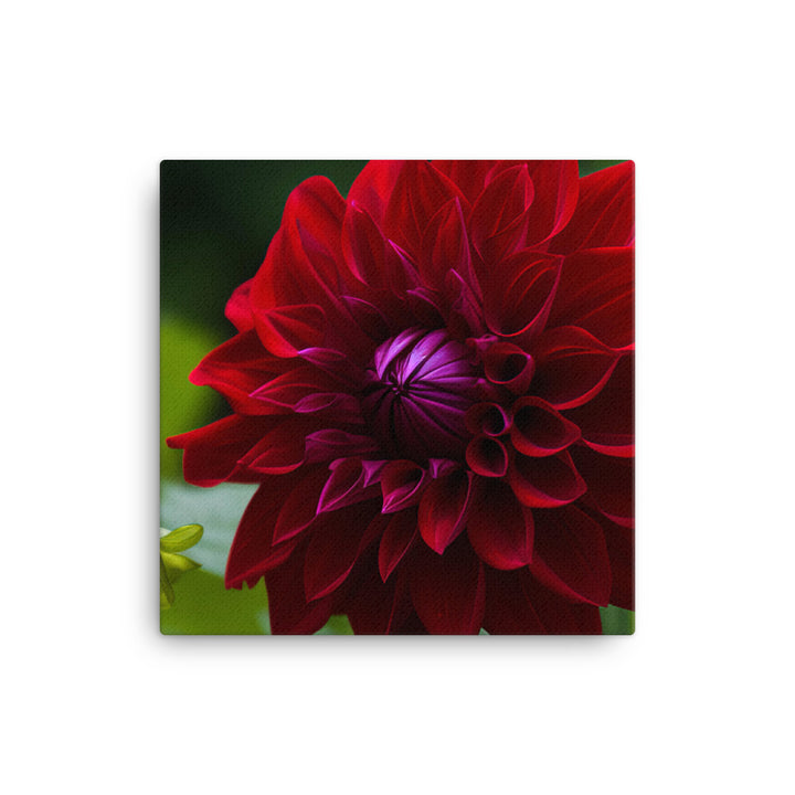 Crimson Dahlia in the Garden canvas - Posterfy.AI