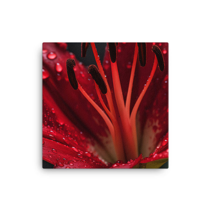 Red Lily in the Rain canvas - Posterfy.AI