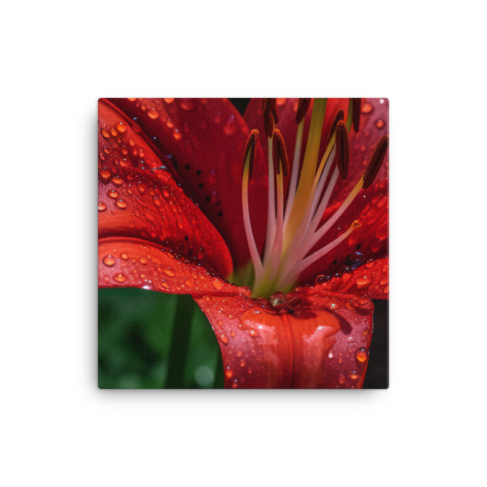 Red Lily in the Rain canvas - Posterfy.AI
