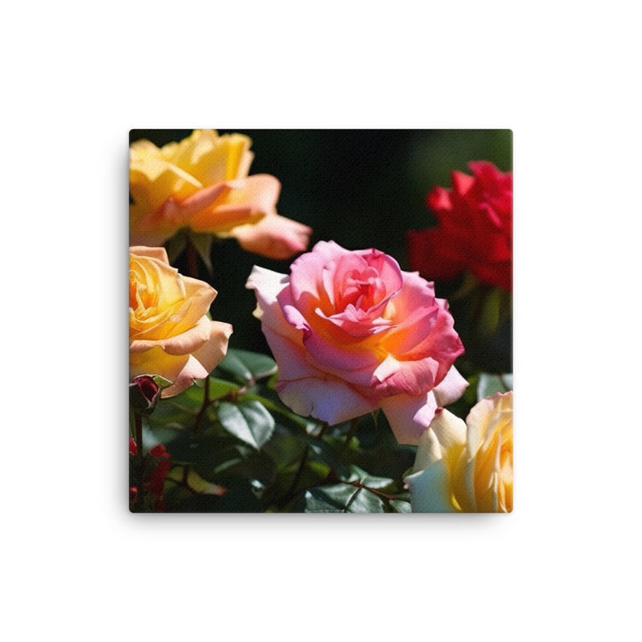 Bright Multi Colored Roses canvas - Posterfy.AI