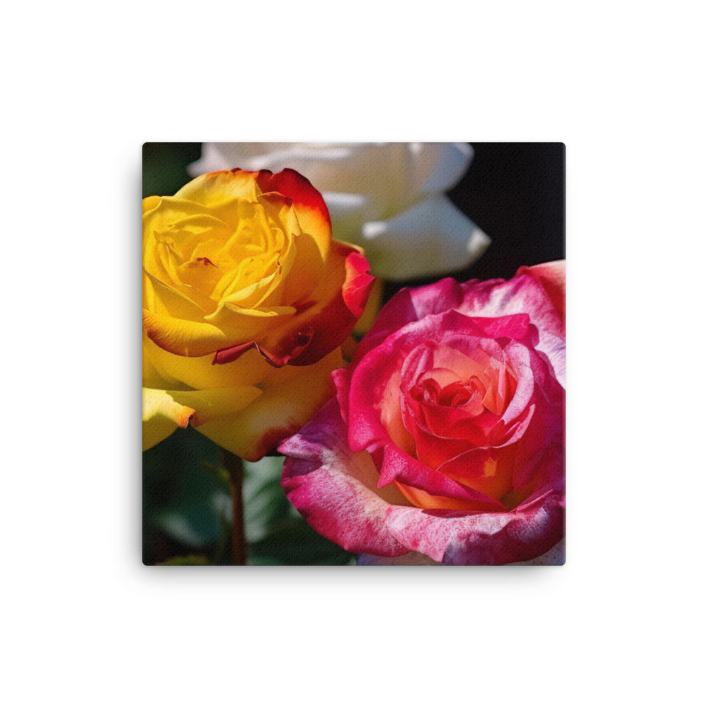 Bright Multi Colored Roses canvas - Posterfy.AI