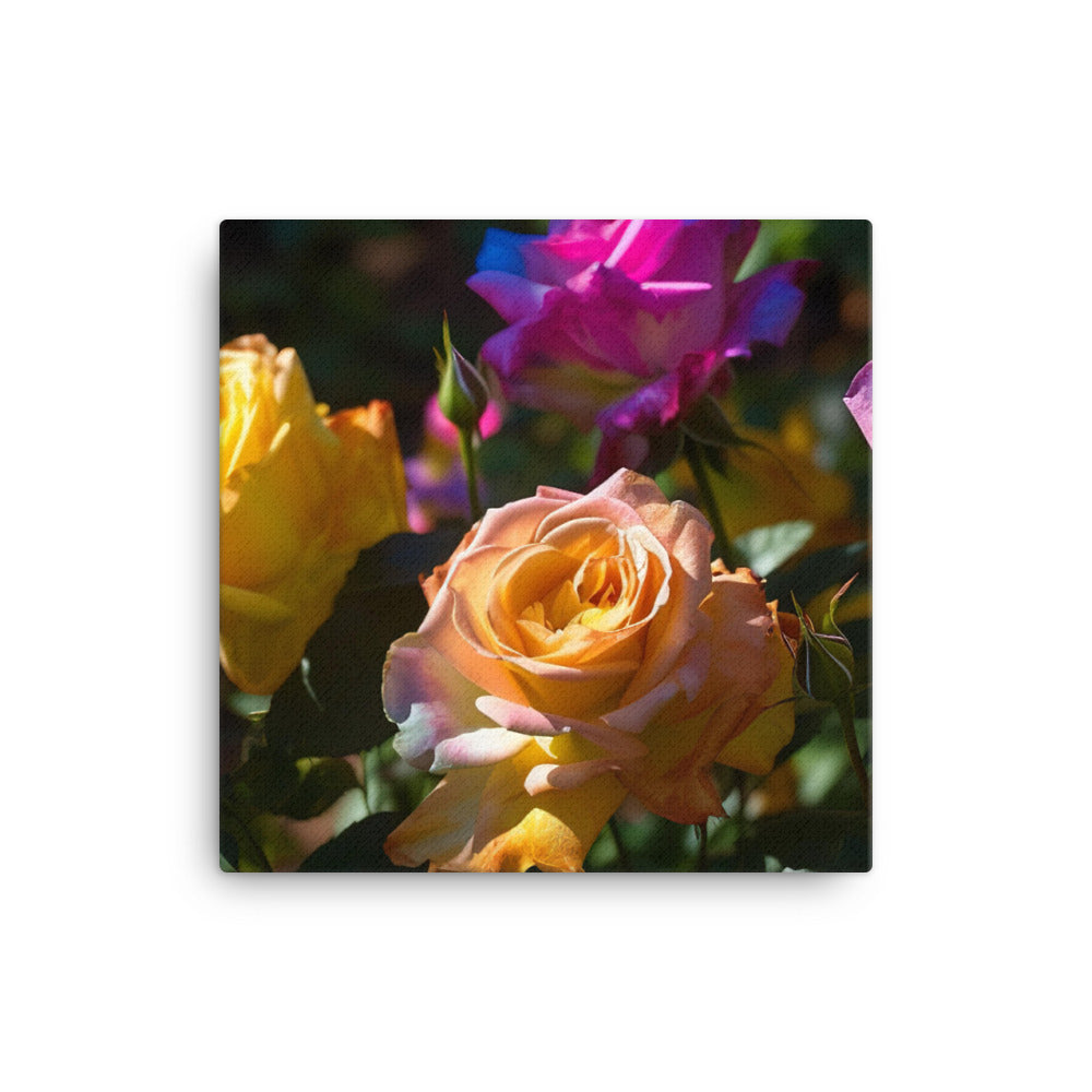 Bright Multi Colored Roses canvas - Posterfy.AI