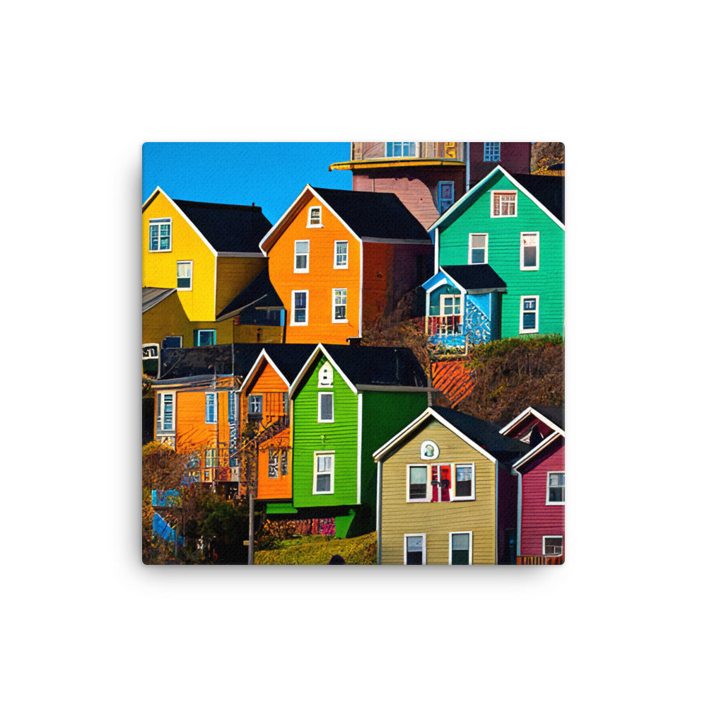 Colorful houses canvas - Posterfy.AI