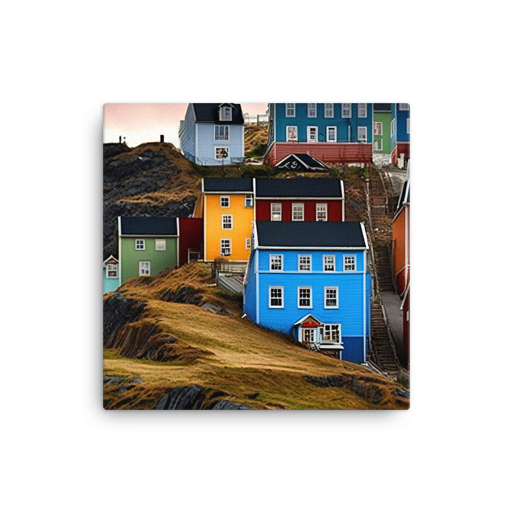 Colorful houses canvas - Posterfy.AI