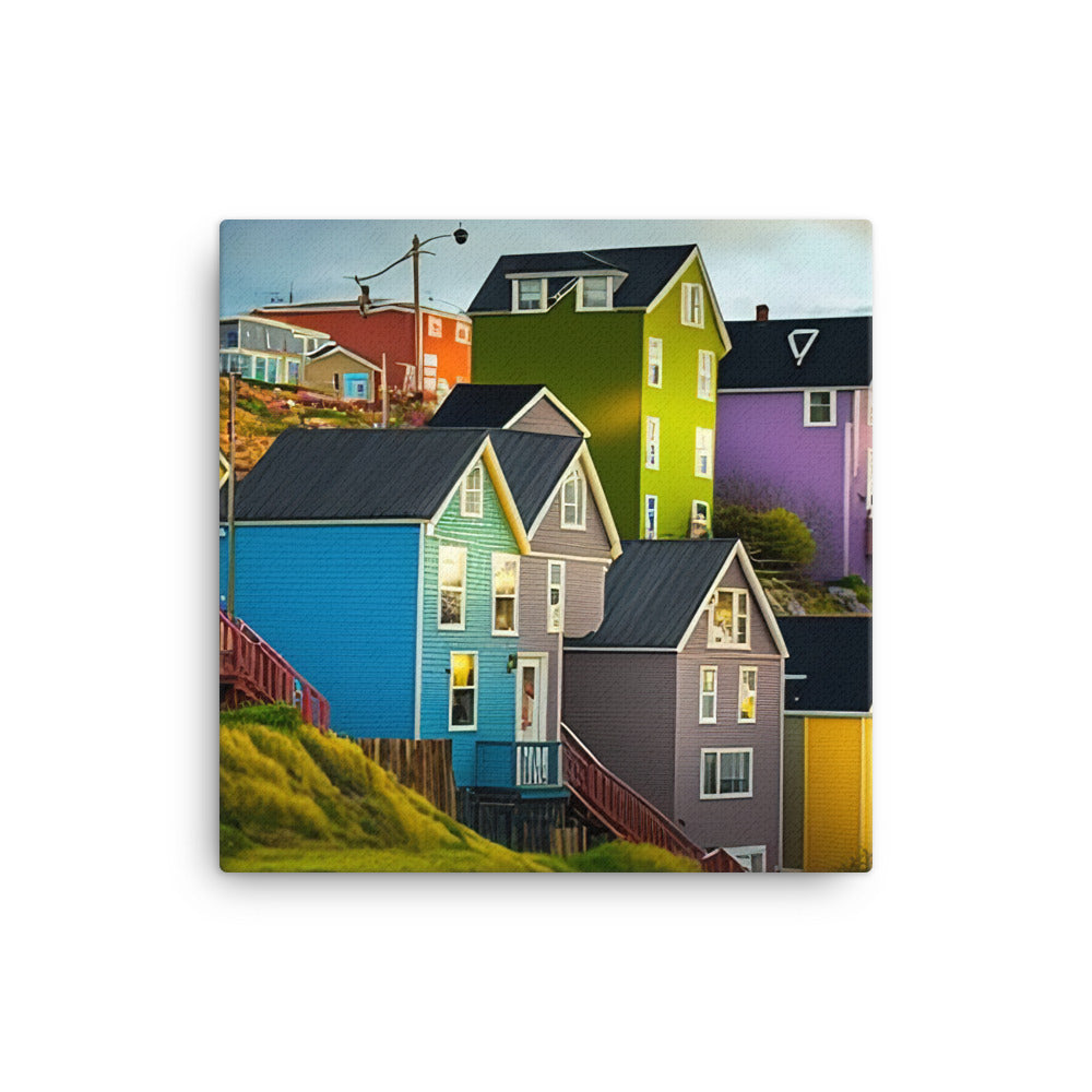 Colorful houses canvas - Posterfy.AI