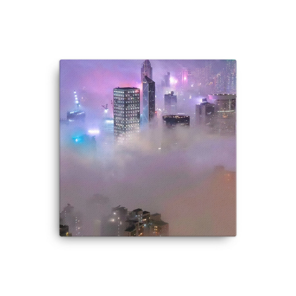 Hong Kong Blanketed in Fog canvas - Posterfy.AI
