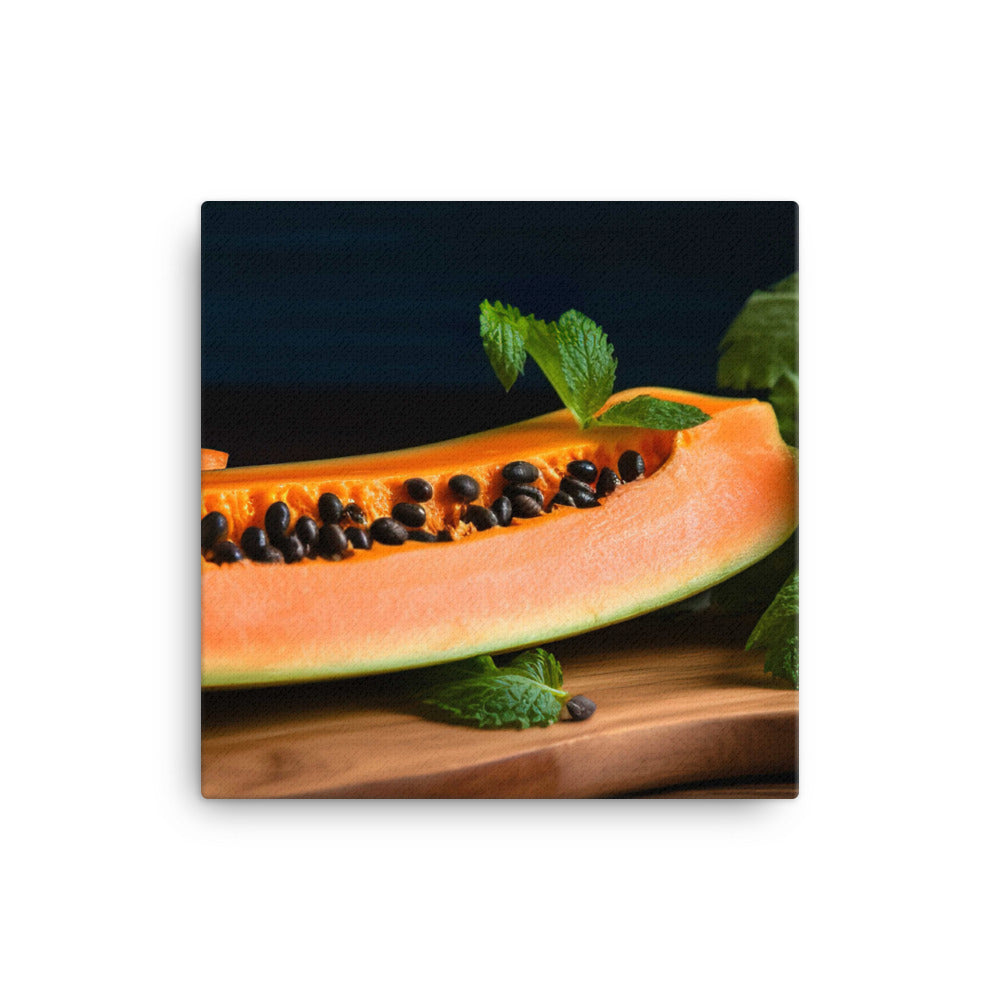 Sliced Papaya with Lime canvas - Posterfy.AI