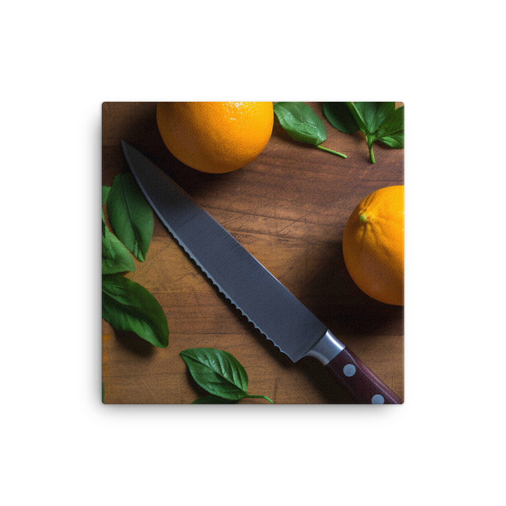 Oranges on a Cutting Board canvas - Posterfy.AI