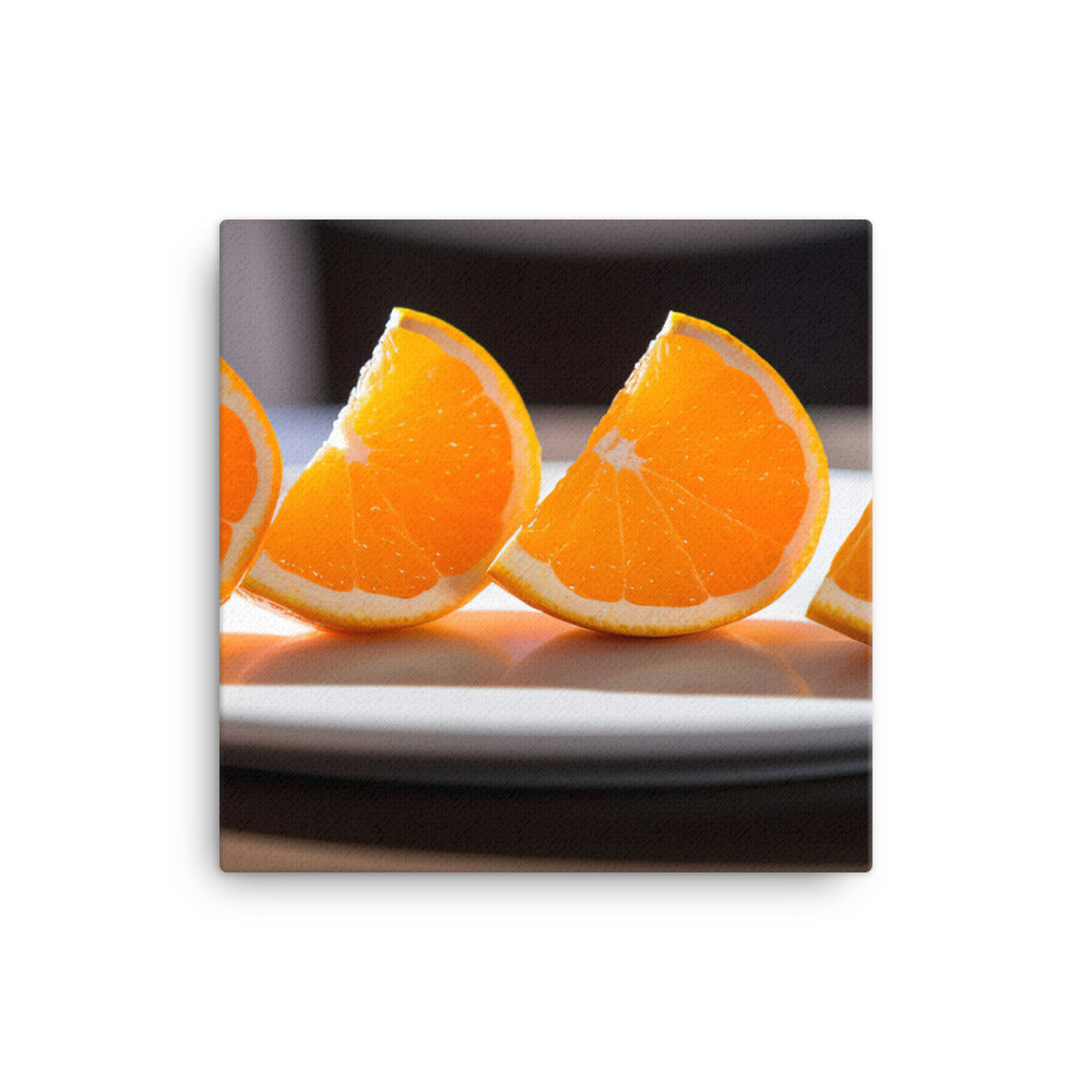 Orange Wedges on a White Plate canvas - Posterfy.AI