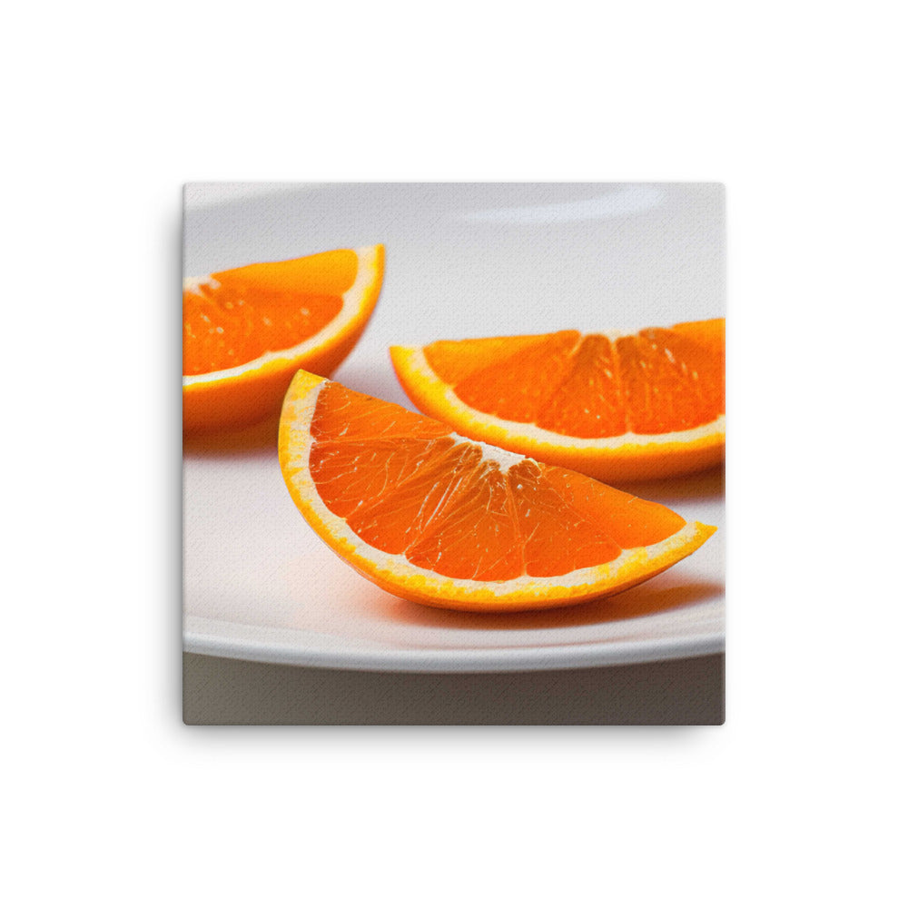 Orange Wedges on a White Plate canvas - Posterfy.AI