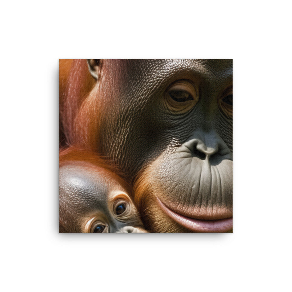 Gentle Orangutan Mother and Baby canvas - Posterfy.AI