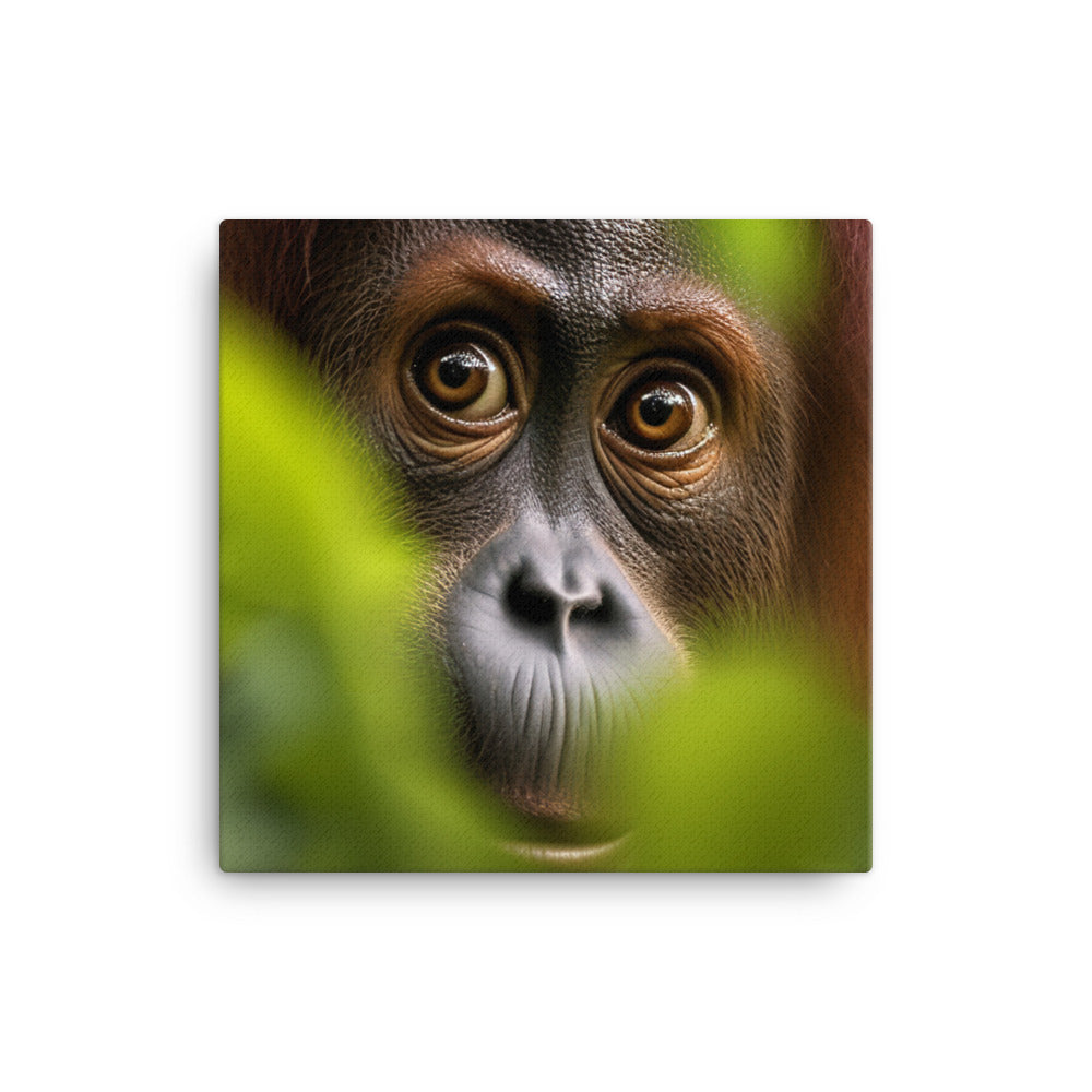 Adorable Orangutan Curiously Peeking canvas - Posterfy.AI