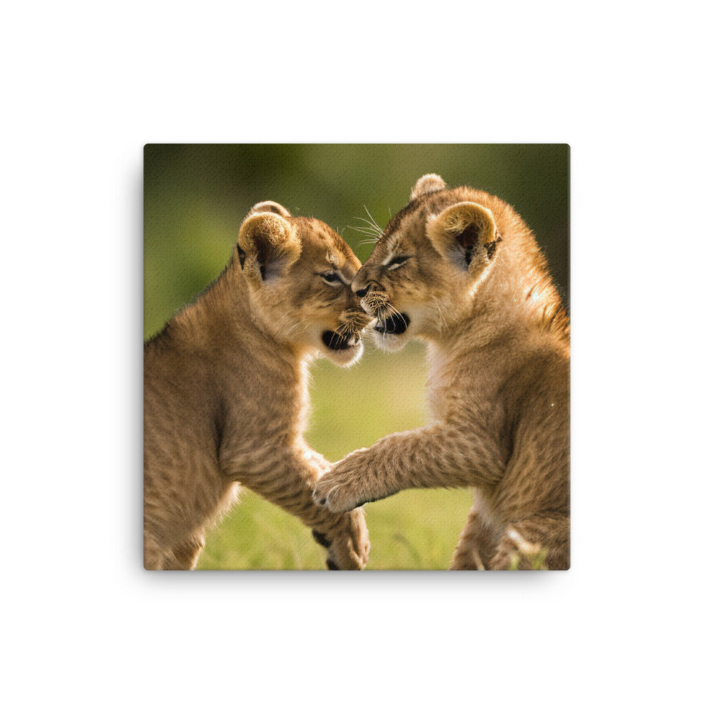 Lion Cubs Playtime canvas - Posterfy.AI