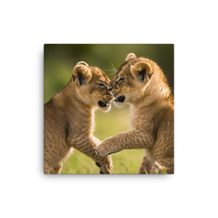 Lion Cubs Playtime canvas - Posterfy.AI