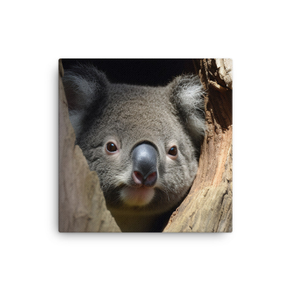 Curious Koala Peeking Out of its Tree Hollow canvas - Posterfy.AI