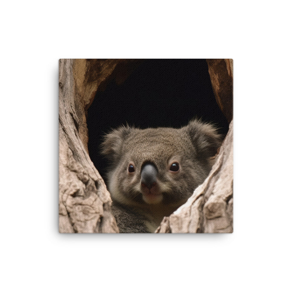 Curious Koala Peeking Out of its Tree Hollow canvas - Posterfy.AI