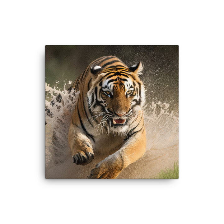 Bengal Tiger Pouncing on Prey canvas - Posterfy.AI