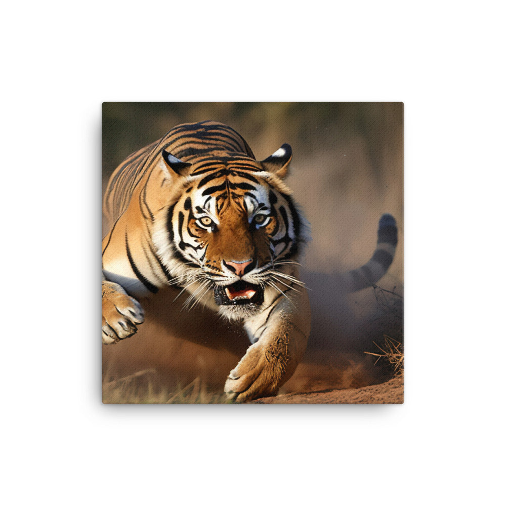 Bengal Tiger Pouncing on Prey canvas - Posterfy.AI