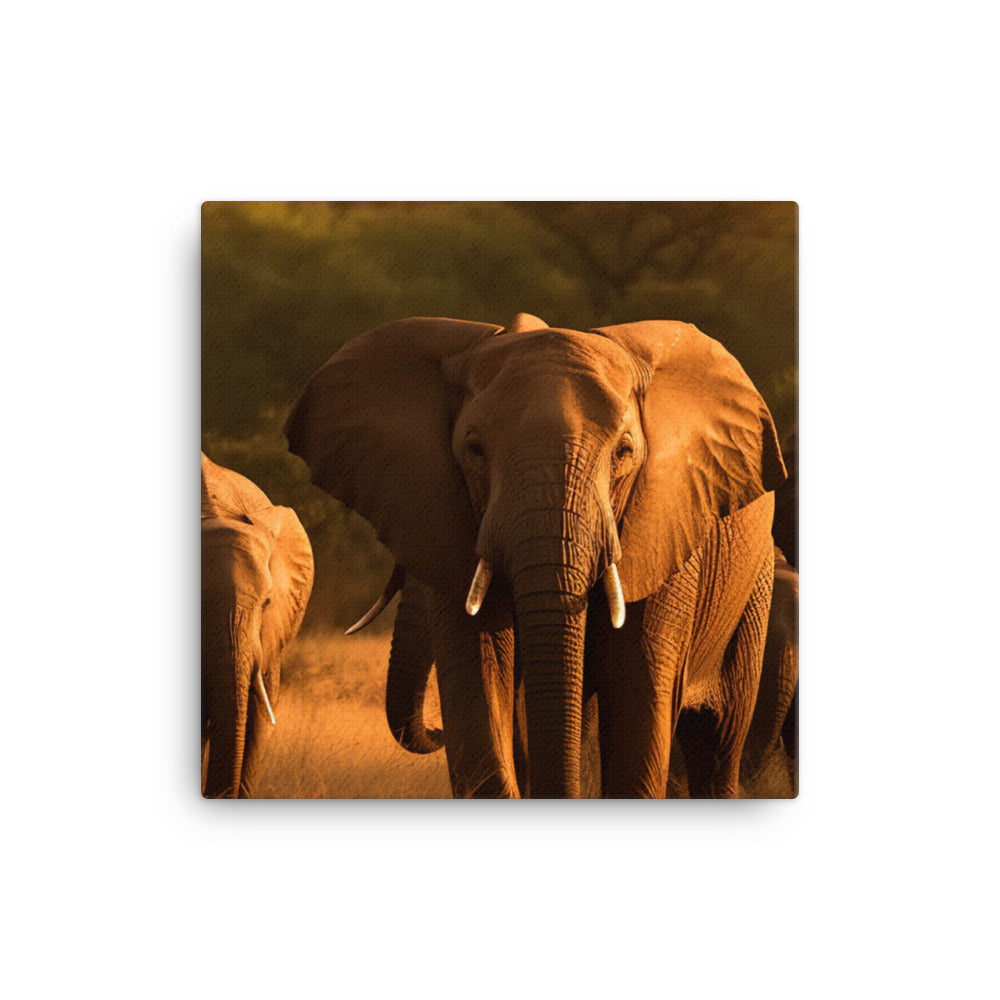 African Elephant Matriarch and Her Herd canvas - Posterfy.AI