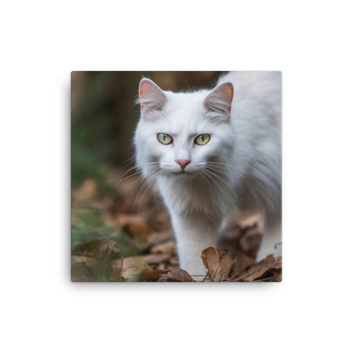 Curious Turkish Angora exploring its surroundings canvas - Posterfy.AI