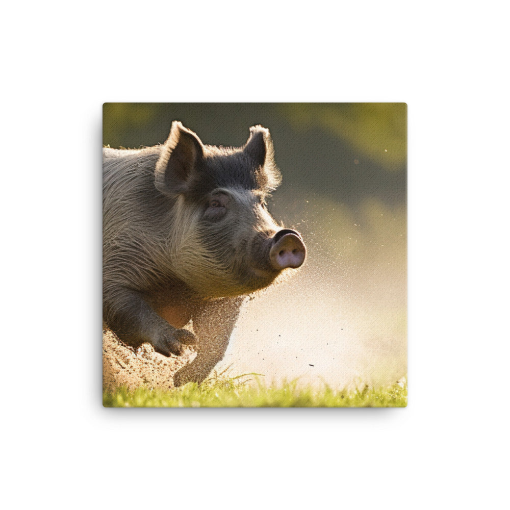 Berkshire Pig in Action canvas - Posterfy.AI