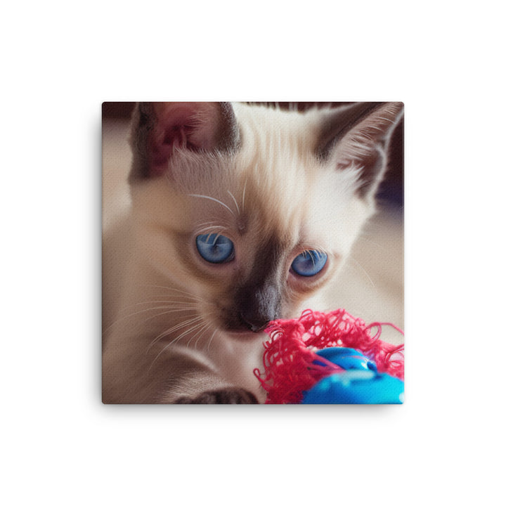 Adorable Balinese Kitten Playing with Toy canvas - Posterfy.AI