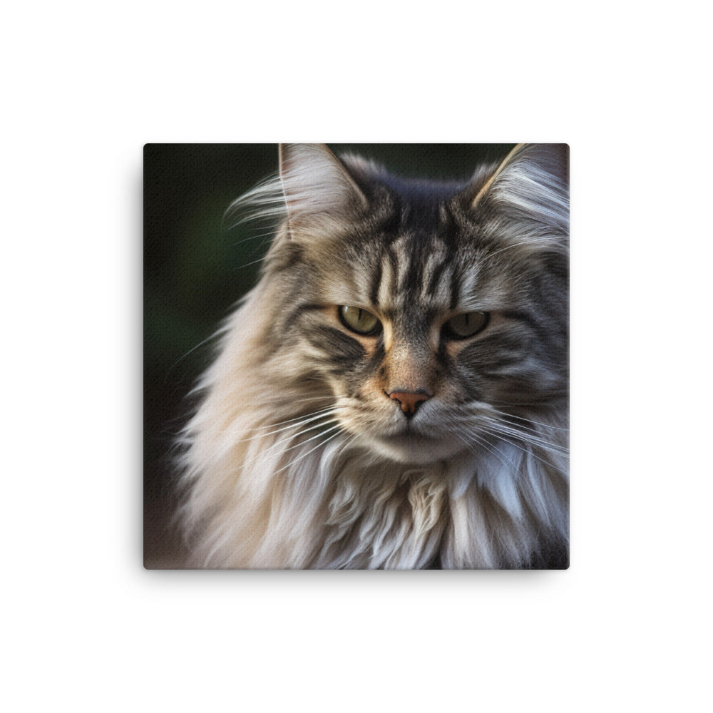 Portrait of a Majestic Norwegian Forest Cat canvas - Posterfy.AI