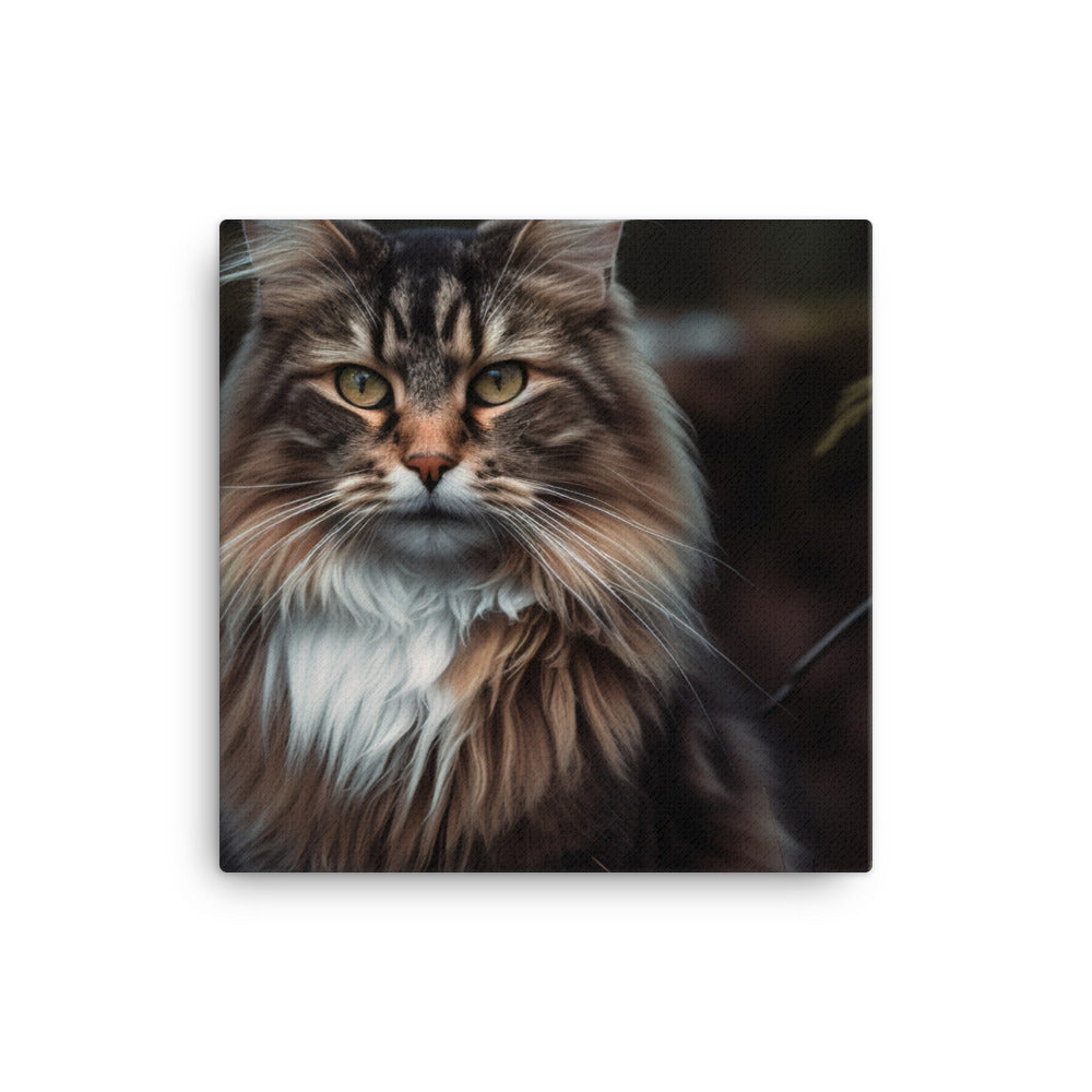 Portrait of a Majestic Norwegian Forest Cat canvas - Posterfy.AI