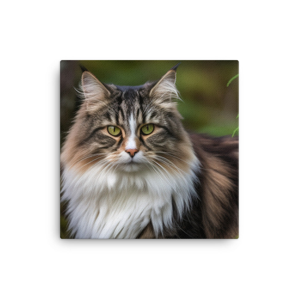 Majestic Norwegian Forest Cat in the Wild canvas - Posterfy.AI