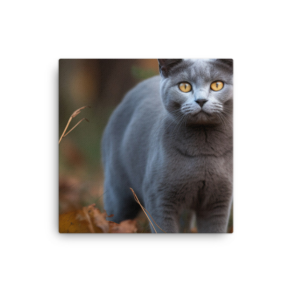 Russian Blue in Natures Playground canvas - Posterfy.AI