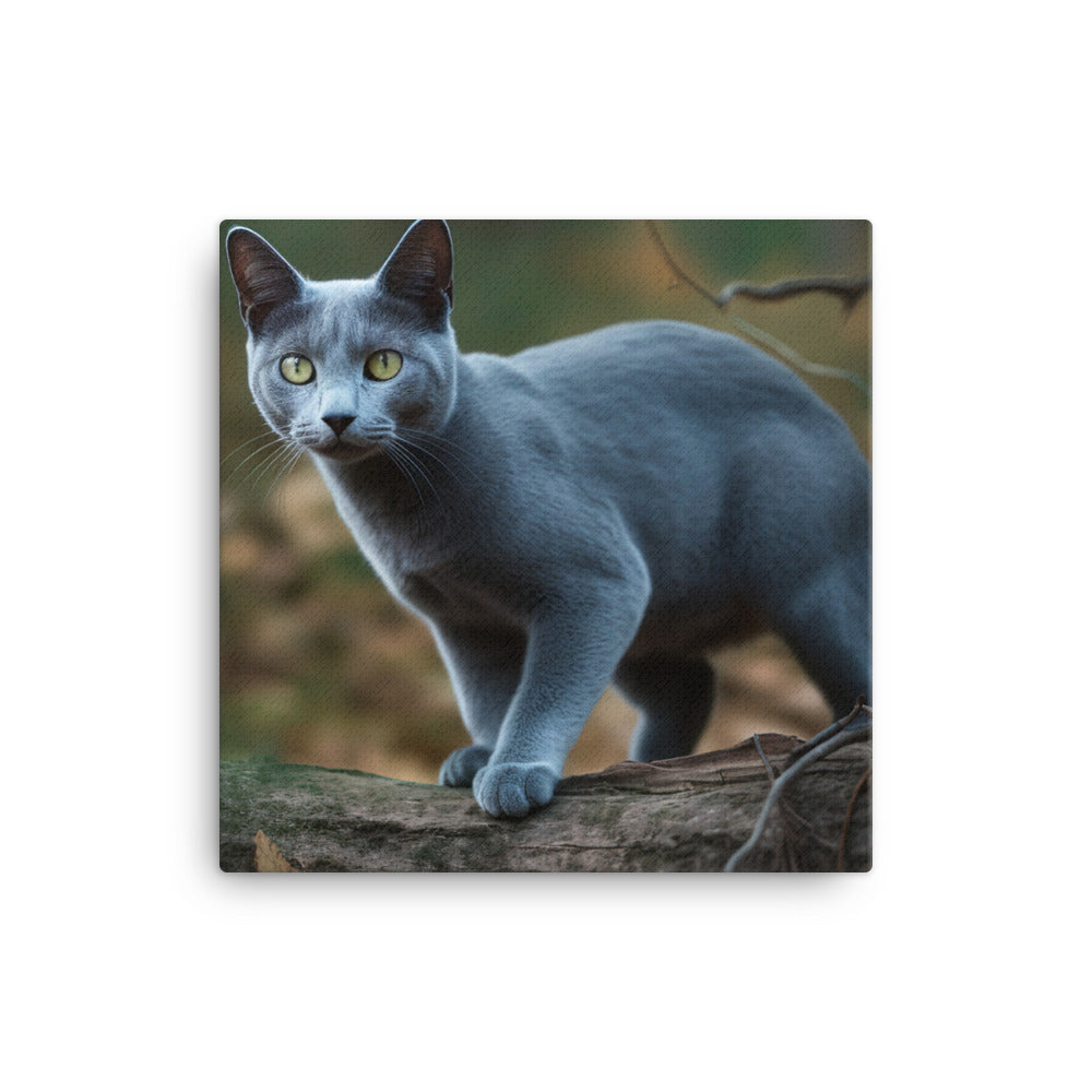 Russian Blue in Natures Playground canvas - Posterfy.AI