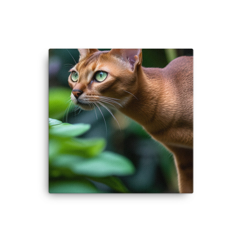 Curious Abyssinian exploring the garden canvas - Posterfy.AI