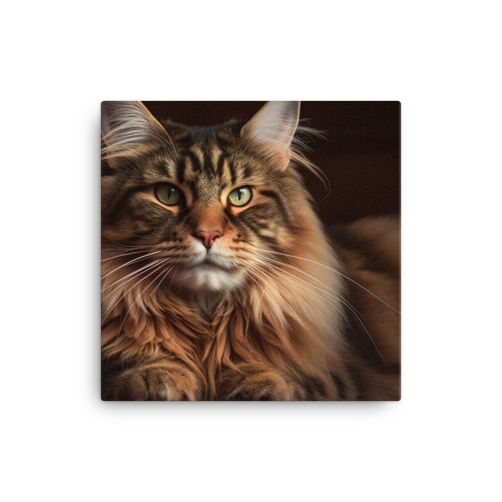 Maine Coon in its element with a regal pose canvas - Posterfy.AI