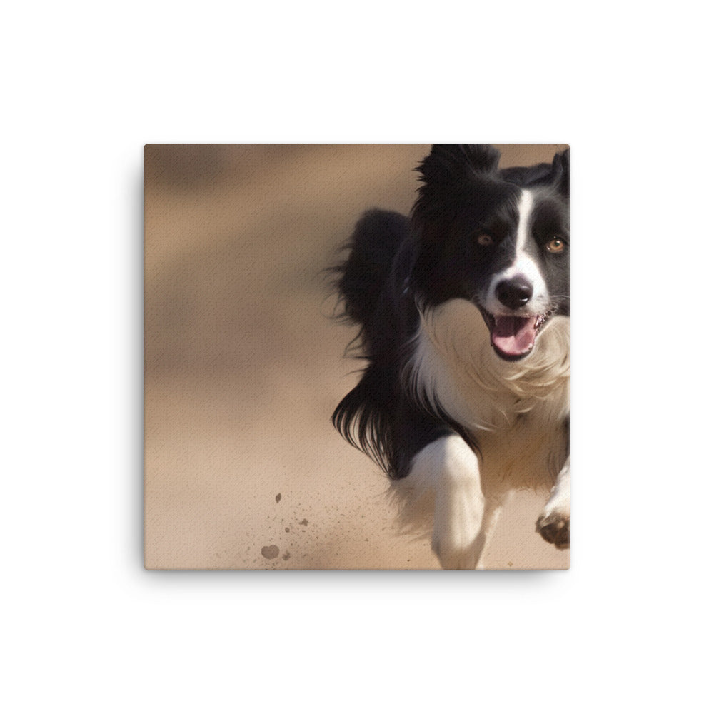 Energetic Border Collie in Action canvas - Posterfy.AI