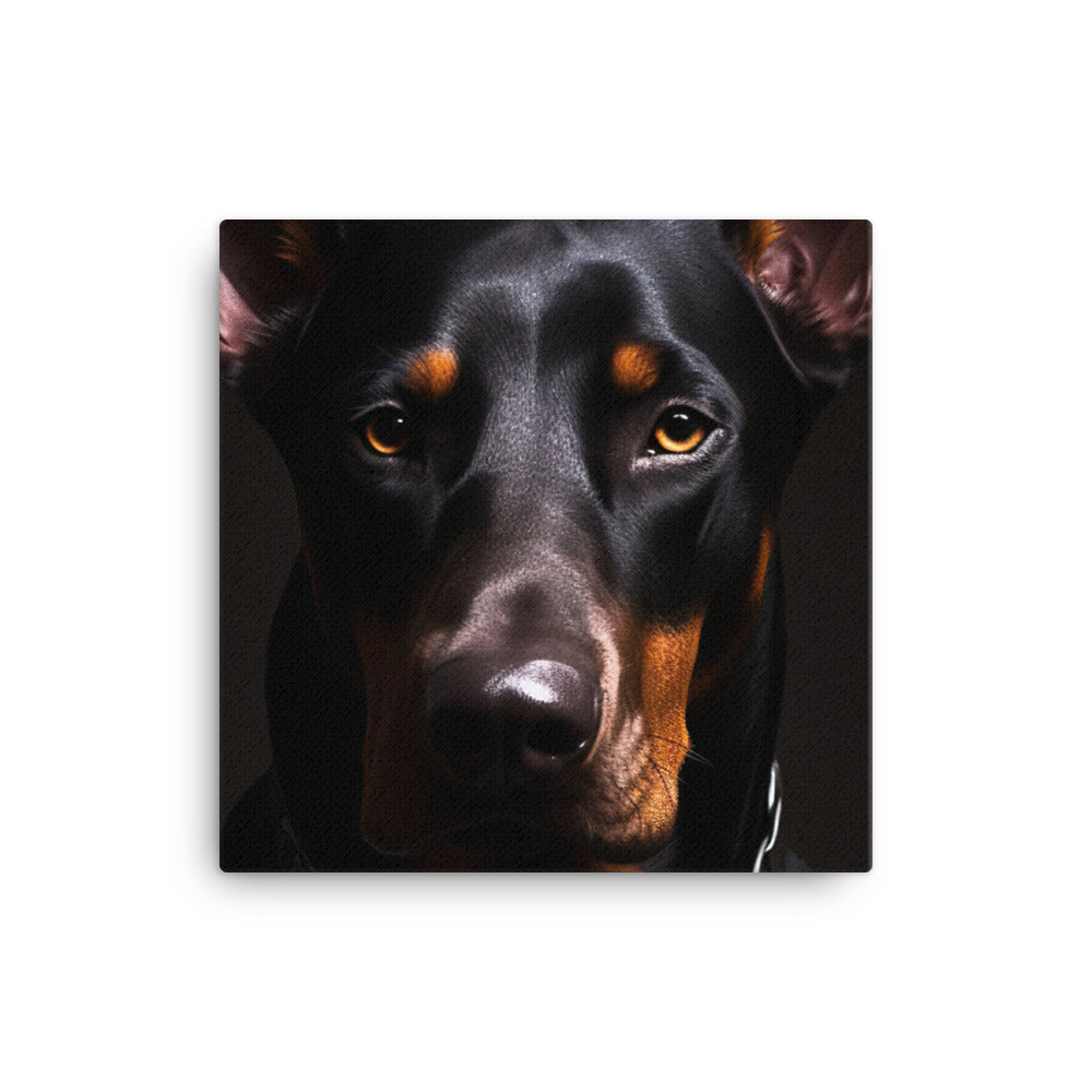 Doberman Pinschers piercing gaze canvas - Posterfy.AI