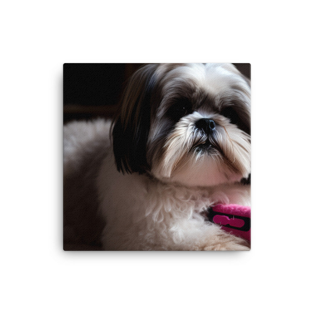Shih Tzu Posing with a Toy canvas - Posterfy.AI