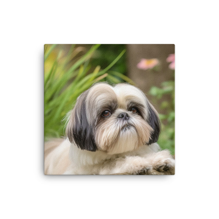 Regal Shih Tzu Posing in the Garden canvas - Posterfy.AI