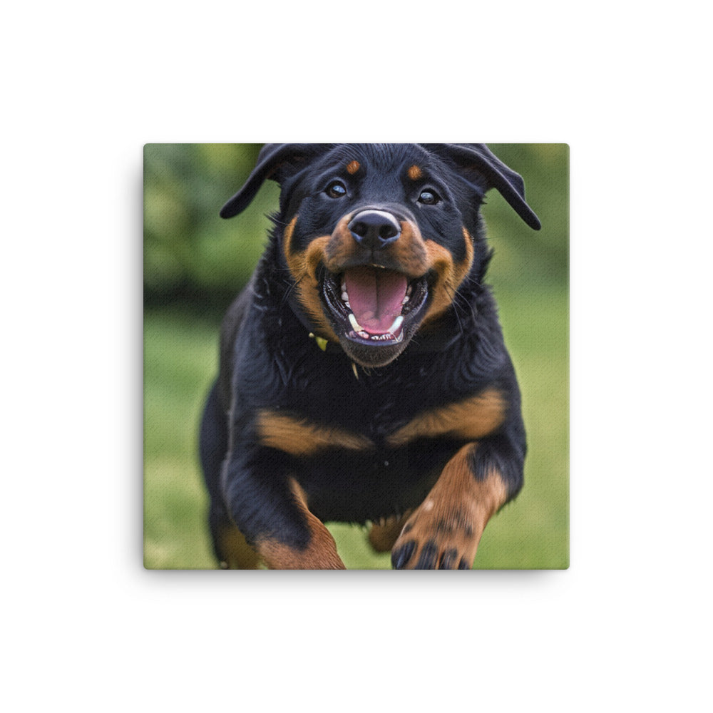 Rottweilers playful side in action canvas - Posterfy.AI