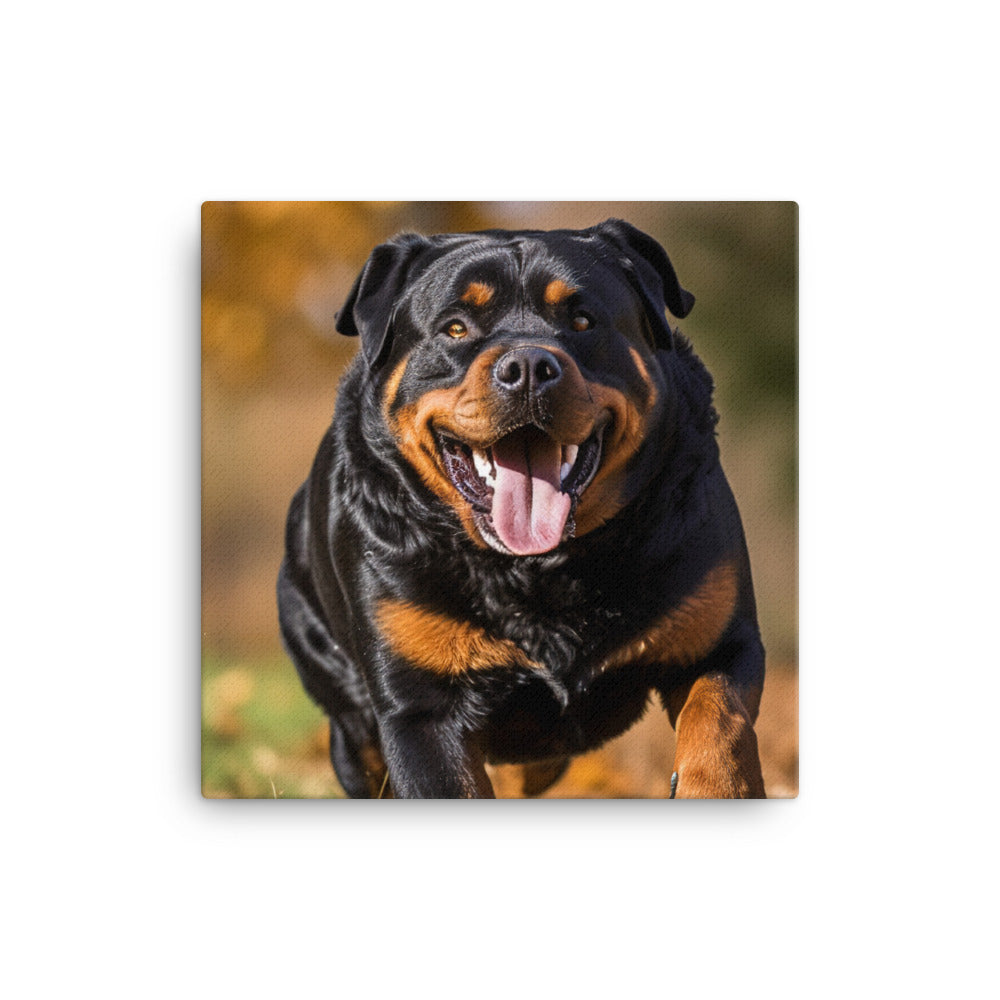 Rottweiler for a walk in the park canvas - Posterfy.AI