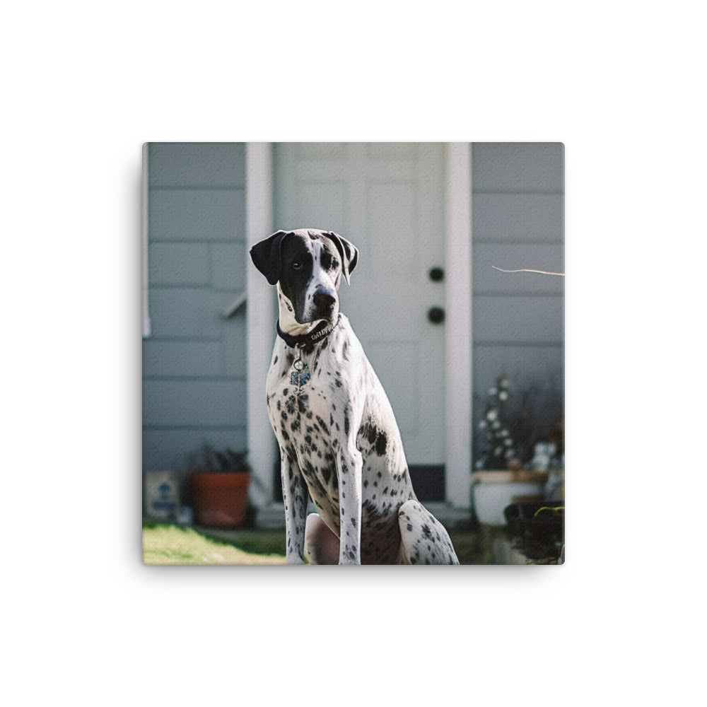 Loyal Great Dane Protecting His Home canvas - Posterfy.AI