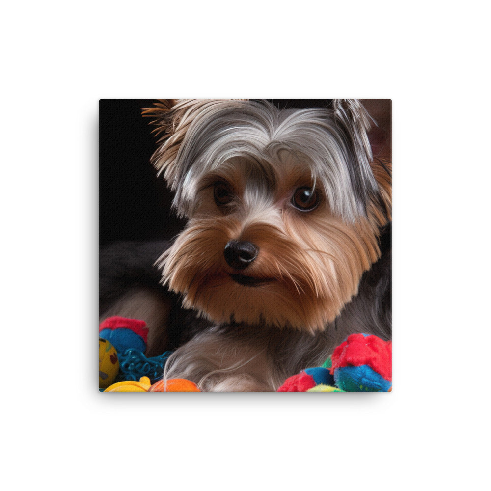 Yorkshire Terrier with Toys canvas - Posterfy.AI