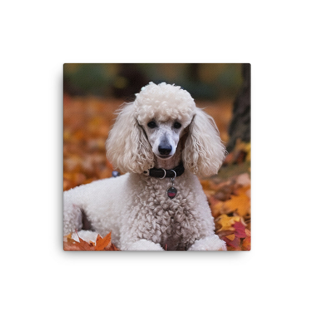 Poodle in Autumn Leaves canvas - Posterfy.AI