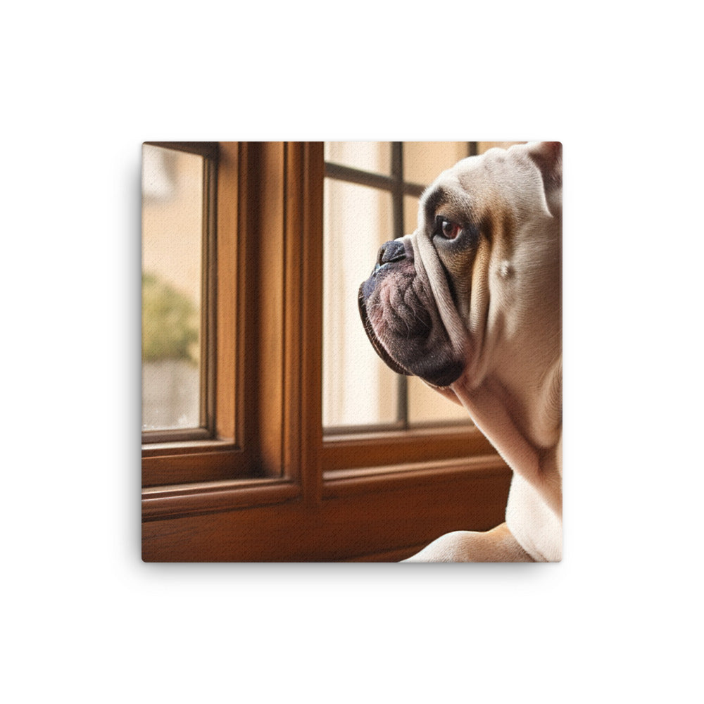Thoughtful Bulldog at the Window canvas - Posterfy.AI